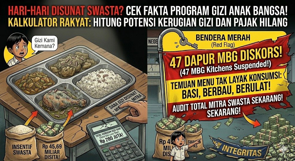 Evidence: INVESTIGASI: MALAPRAKTIK GIZI BGN! 47 DAPUR MITRA DISKORS KARENA MENU BUSUK, BUKTI NYATA KEGAGALAN SISTEM OUTSOURCING RP 6 JUTA/HARI!